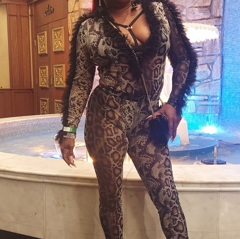 Snakeskin print sheer legging set.